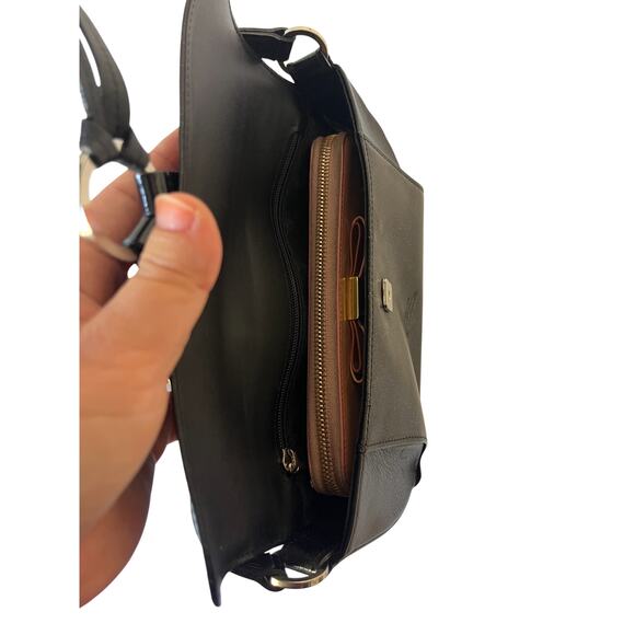 Longchamp Idole Y2K Vintage Black Patent Leather Clutch Silver Ring Tassel - Picture 6 of 10